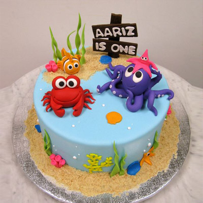 Aquatic Creatures Theme Cake