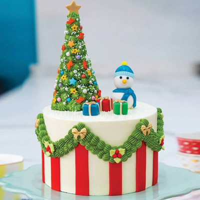 Xmas  Snowman Fondant Theme Cake