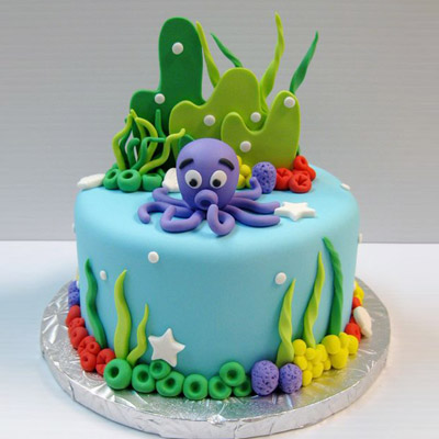 Underwater Creatures Theme Cake