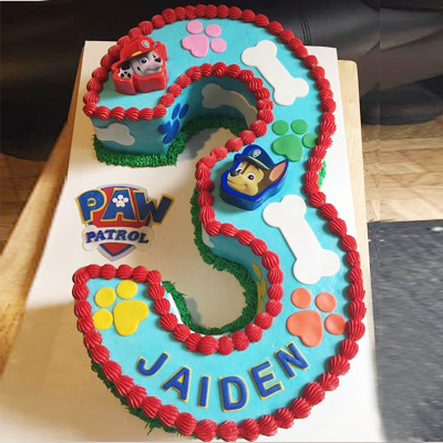 Paw Patrol Number Three Shape Cake 