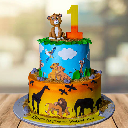 Simba Theme Tier cake