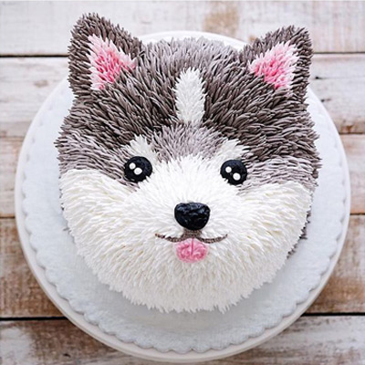 Siberian Husky Theme Cake