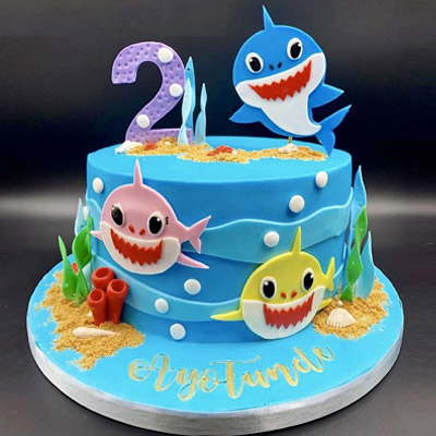 Naughty Baby Shark Theme Cake 