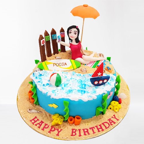 Beach Girl Theme Cake