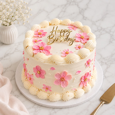 Blossom Elegance Birthday Cake