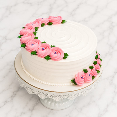 Classic Pink Floral Cake