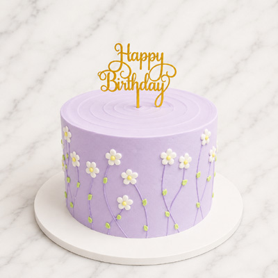 Lavender Daisy Floral Birthday Cake