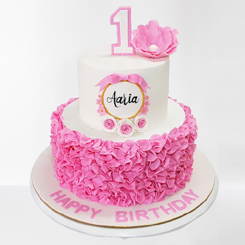 Pinky Girl 1st Birthday Cake