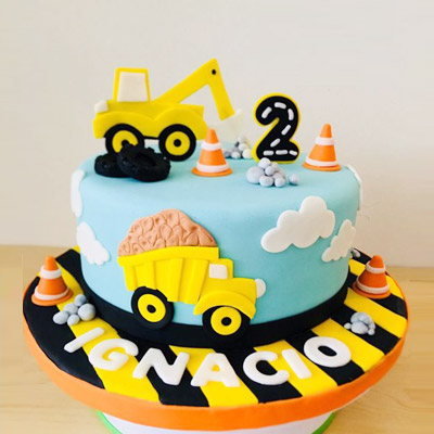 Construction JCB Theme Cake