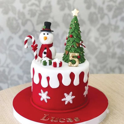 Merry Xmas Snowmen Theme Cake