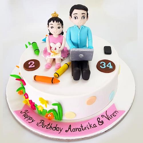 Dad n Daughter Birthday Theme Cake