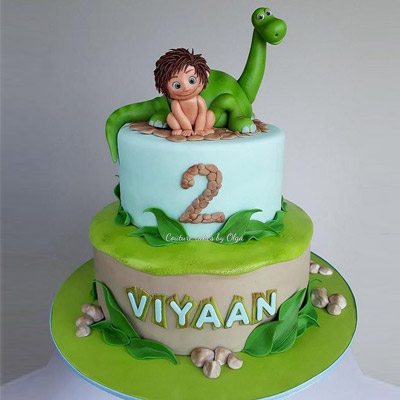 Dino Boy Two Tier Cake