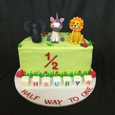 Jungle Theme Half Birthday Cake