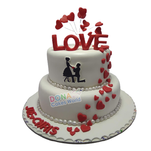 Love Theme 2 Tire Fondant Cake