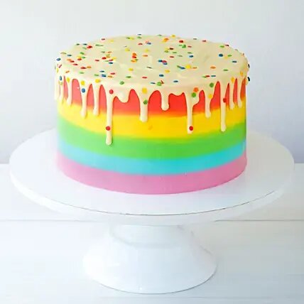 Rainbow Drizzle Cream Cake