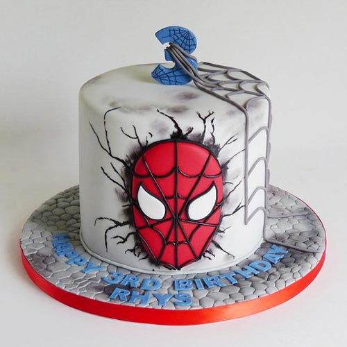 Buy Online Eggless Spiderman Face Cake Delivery In Noida, Spiderman Cartoon  Cake Is Most Popular Concept In Kids For Birthday Celebration...