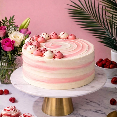 White Chocolate With Strawberry Cake